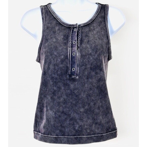 Zenana Outfitters Women Y2K Ribbed Tank Size L XL Gray Grunge Preppy 90s Neutral - Picture 1 of 7